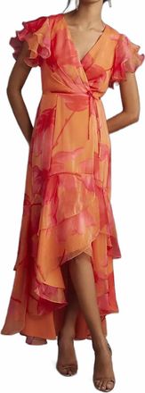 Hutch Whitlee Floral Wrap Dress In Coral