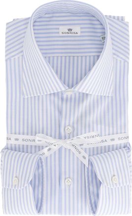 Sonrisa Classic Vertical Stripe Dress Shirt With Pointed Collar
