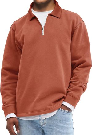 Generic Mens Quarter Zip Pullover Mock Neck Sweatshirt Long Sleeve Top for Fall Winter (UK, Alpha, 5XL, Regular, Regular, 11)