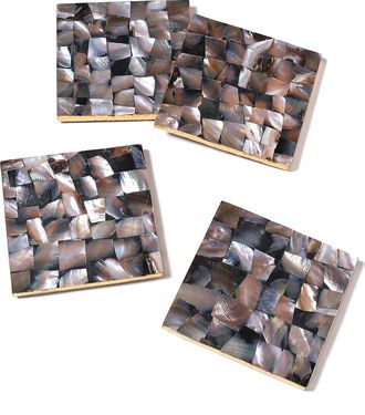 Tiramisu Set of 4 Mother of Pearl Resin Coasters in Grey at Nordstrom Rack