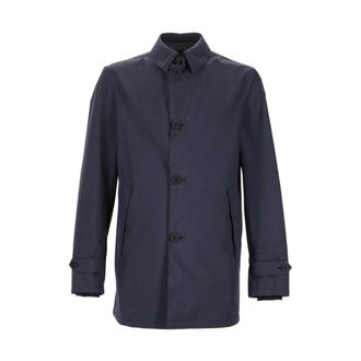 Herno Single-Breasted Coats, male, Blue, Size: 2XL Raincoat