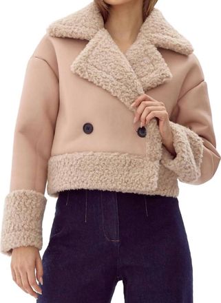 Adelyn Rae Devin Faux Shearling Leather Jacket In Pink