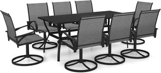 vidaXL 9 Pcs Dining Set Para Textilene Y Steel Garden