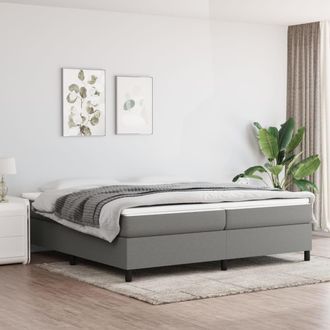 vidaXL Vidaxl - Cama Box Spring Con Colch&oacute;n Tela Gris Oscuro 200x200 Cm
