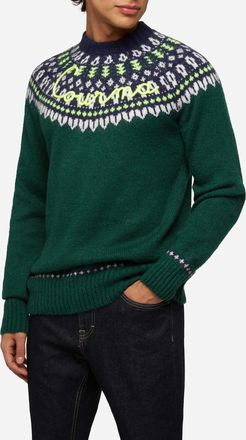 MC2 Saint Barth Alpaca Sweater Heron Nordic Soft With Fair Isle Jacquard And Courma Embroidery