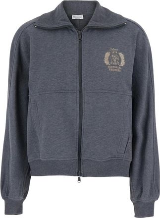 Brunello Cucinelli Mn 05Nb 2X06C8125 Vest - Dames - Vesten met rits - Grijs - XS - Hoodies & sweatvesten