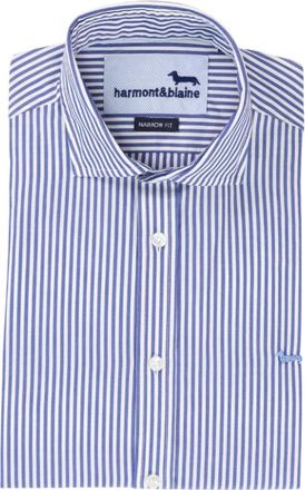 Harmont & Blaine Gestreept katoenen overhemd - Heren - Casual Overhemden - Blauw - S - Katoen - Overhemden