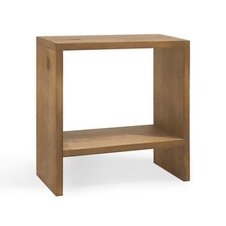 Deco Wood Mesita de noche de madera maciza en tono envejecido de 40x20cm