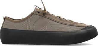 Stone Island Lage Sneaker met Compass Patch - Heren - Sneakers - Grijs - 40 EU - Leer - Schoenen