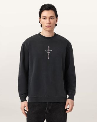 AllSaints Cotton Knox Cropped Embroidered Sweatshirt, Size: XXL
