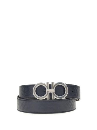 Ferragamo Mens Leather Belt Reversible New Navy Calf