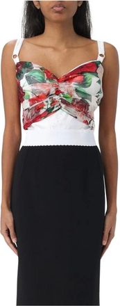 Dolce & Gabbana Sleeveless Tops, female, Multicolor, XS, White Floral Pencil Dress