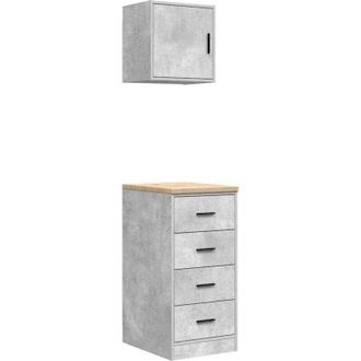 vidaXL Armarios 2 Uds Para Garaje Madera De Ingenier&iacute;a Ris Hormig&oacute;n Vidaxl
