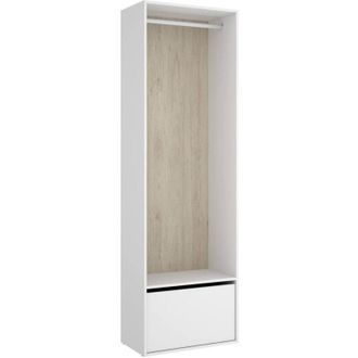 Dmora Guardaroba grande Islamabad, Mobile camera da letto, Cabina armadio portabiti, Armadio appendiabiti, 60x45 h205 cm, Bianco e Rovere - Dmora