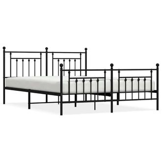 Berkfield Home Metal Bed Frame with Headboard & Footboard Black 183x213 cm