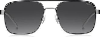 BOSS 57mm Square Sunglasses in Matte Ruthenium/Dark Grey Sf at Nordstrom