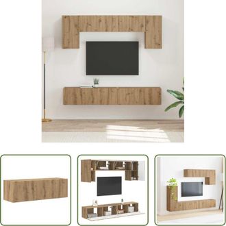 vidaXL Mobile tv - Set mobile TV Montaggio a parete 5 pcs Bianco Legno multistrato