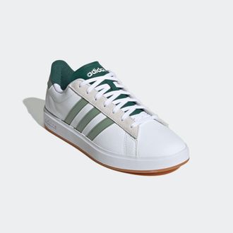 adidas Sneaker ADIDAS SPORTSWEAR GRAND COURT 2.0, Herren, Gr. 46, weiss (cloud wei&szlig;, silber gr&uuml;n, collegiate gr&uuml;n), Leder, Synthetik, Schuhe Sneaker, Design 