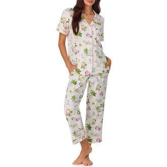 Bedhead Pajamas Print Stretch Organic Cotton Jersey Crop Pajamas in Poolside Poodles at Nordstrom, Size X-Small