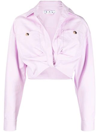 Off-white twisted-front cropped cotton jacket - Purple