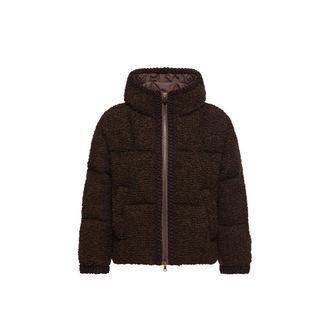 Moncler Moncler Cristallin Hooded Wool Blend Short Down Jacket, Women, Brown, Size: 00