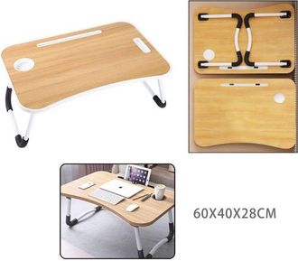 Trade Shop Trade Shop - Tavolino Pieghevole Legno Supporto Computer Portatile Laptop Salvaspazio Casa