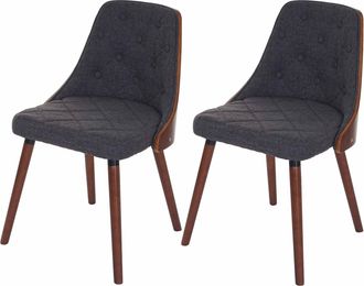 Hhg Hhg - Nunca Usado] Juego De 2 Sillas De Comedor 414, Silla De Visita Silla De Cocina, Madera Curvada Nogal, Textil Gris