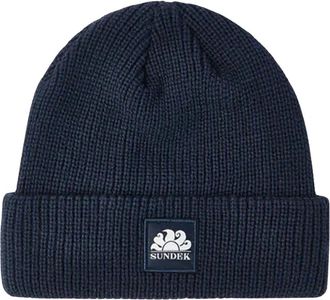 Sundek Ribbed Beanie - Heren - Hoeden - Blauw - ONE Size - Accessoires