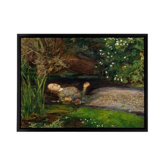 Artery8 John Everett Millais Ophelia Cropped Framed Canvas Wall Art Print in Green | Size: W24 x H32