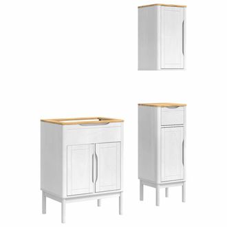 vidaXL Juego De Muebles De Ba&ntilde;o Floro 3 Pcs Madera De Pino Macizo Vidaxl