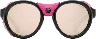 Moncler ML0046 Leather-Wrapped Sunglasses - Black