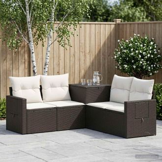 vidaXL Vidaxl Set Di Divani 5 Pz Nero E Bianco Crema