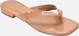 XY London Womens XY London Womens/Ladies Rio Patent Thong Strap Square Flip Flops - Brown - Size: 3