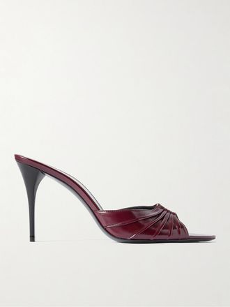 Saint Laurent Mule In Vernice Arricciata Con Decorazione Babylone - Bordeaux