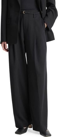 Vince High Waist Pleated Wide Leg Pants in Black at Nordstrom, Size 14