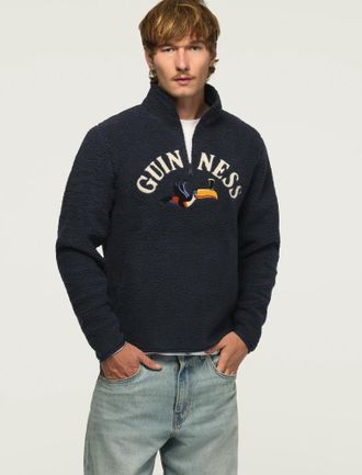 Lucky Brand Mens Sherpa Guinness Half Zip Pullover