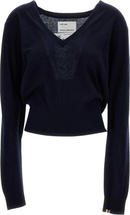 Extreme Cashmere V-neck Knitwear, female, Blue, Size: ONE SIZE Deep V-neck Sweater