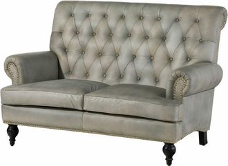 Massivmoebel24 chesterfield 206 Divano 2 posti - vera pelle / grigio 140x84x94