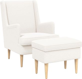 vidaXL Sill&oacute;n Con Pouf 2 Uds. Crema Boucl&eacute; Vidaxl