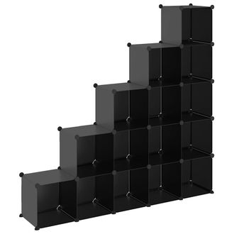 vidaXL Vidaxl - Estanter&iacute;a De Cubos Con 15 Compartimentos Negro Pp