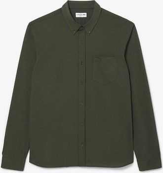 Lacoste Mens Regular-Fit Cotton Jersey Shirt - Green - Size: 40/Regular