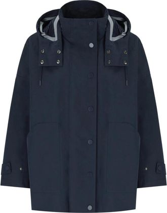 Max Mara Blauwe Waterdichte Katoenmix Parka Jas - Dames - Zomerjassen - Blauw - S - Katoen - Jassen