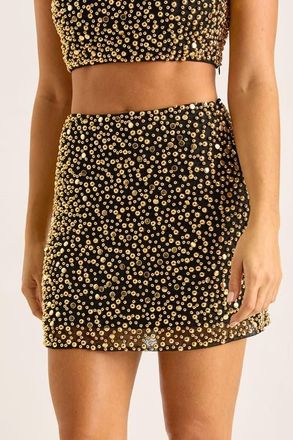 NASTY GAL Stud Embellished Mini Skirt in Gold at Nordstrom, Size 10