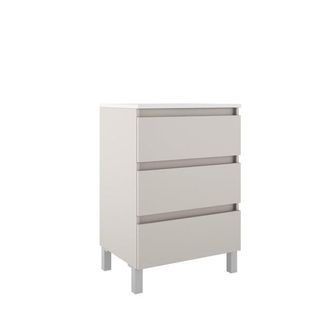 Saniclass Chaci PLUS Badkameronderkast - 60x86x46cm - 3 lades - Geintegreerde greep - MFC - mat cotton (beige)