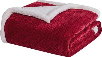 Luxury Home Faux Shearling Braided Reversible Throw Blanket in Burgundy at Nordstrom Rack