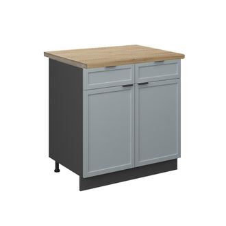 Vicco Mueble Bajo De Cocina Fame-line, Azul Claro-gris, 80 Cm, Et Roble