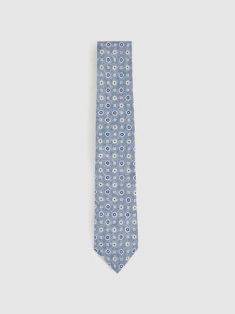 Reiss Soft Blue Silk Floral-medallion Tie