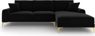 BLOOMINGLOFT Design Ecksofa Madara mit Samtbezug - Schwarz