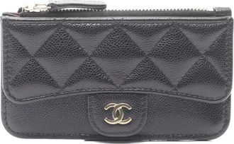 Chanel 2021s diamond-quilting coin purse - women - Caviar Leather - One Size - Black