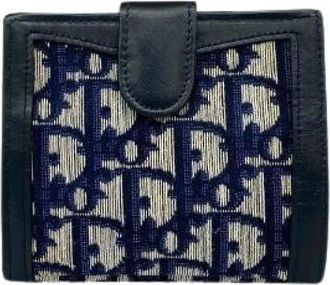 Dior Pre-owned Wallets, female, Blue, Size: ONE SIZE Pre-owned Trotter Canvas Leather Wallet